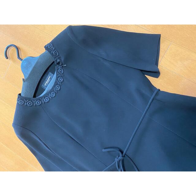 フォーマルスーツセット喪服9号Mサイズワンピースセットアップ黒ブラックジャケット レディースのフォーマル/ドレス(礼服/喪服)の商品写真