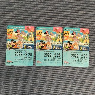 未使用　ディズニー　リゾートライン　2daypass 3枚セット(遊園地/テーマパーク)