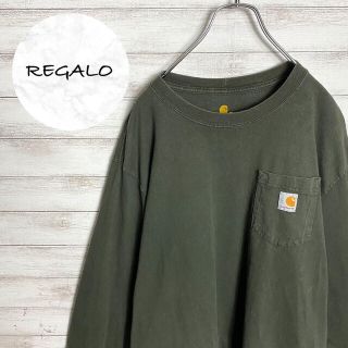 カーハート(carhartt)の【希少カラー】90sカーハート☆ワンポイントラベルロゴカーキグリーンロンT(Tシャツ/カットソー(七分/長袖))