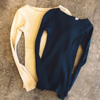 ロンハーマン(Ron Herman)の新品 YOUNG&OLSEN／RIB BOAT NECK TEE ivory(カットソー(長袖/七分))