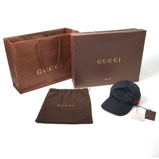 グッチ(Gucci)のグッチ ベースボールキャップ/帽子 GUCCI GGブラック　レッド×グリーン(キャップ)