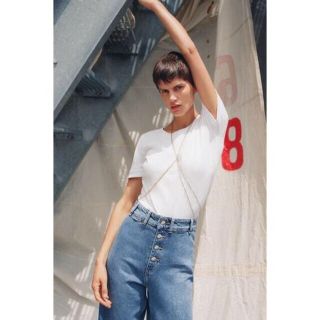 ザラ(ZARA)のザラ　ZARA ワイドデニムパンツ　マリン　ボタンフライ　42　LL(デニム/ジーンズ)