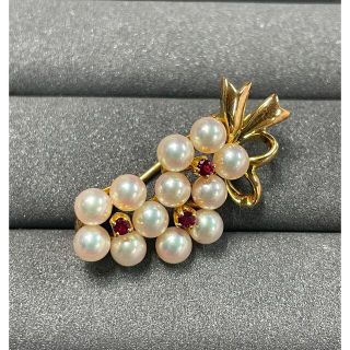 ミキモト(MIKIMOTO)のミキモト　ルビー、アコヤパールブローチ　最終価格！(ブローチ/コサージュ)