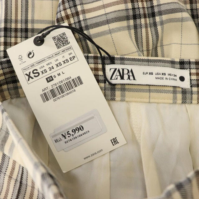 ZARA チェックプリーツスカート風パンツ