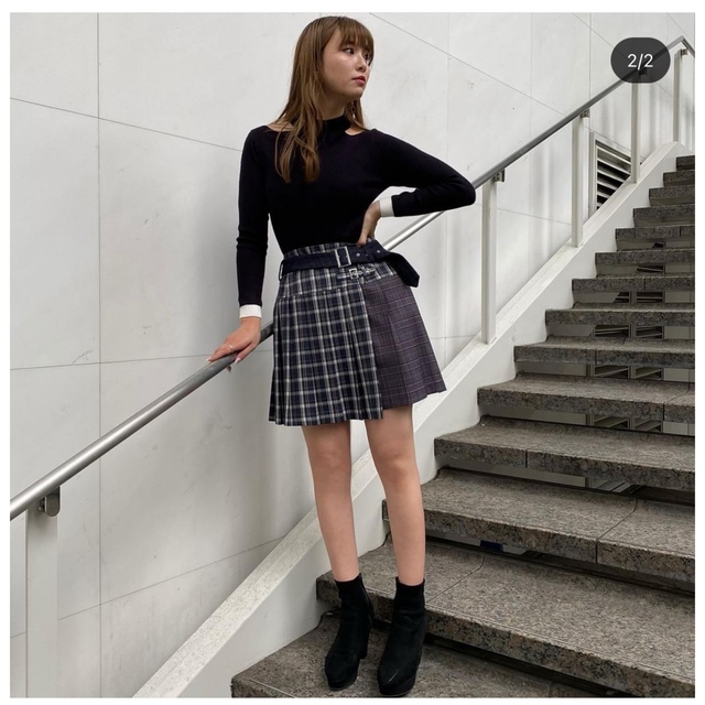 EGOIST サイドプリーツチェックミニスカート グレー 安価 www.urbanbug.net