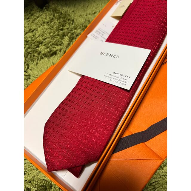 Hermes(エルメス)のエルメス HERMES ネクタイ レッド 【大剣幅8cm】 メンズのファッション小物(ネクタイ)の商品写真