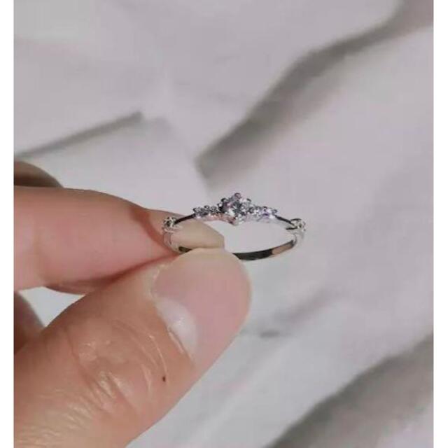 （1184）14号　シルバースワロフスキー極極細エンゲージリング　高価爪留め指輪 レディースのアクセサリー(リング(指輪))の商品写真
