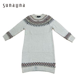 スーナウーナ(SunaUna)の【セール対象商品】SunaUnaスーナウーナ　求心柄ニットワンピース　サイズ36(ニット/セーター)