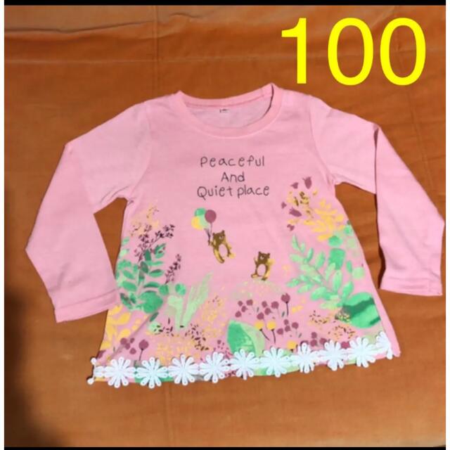 100 お花モチーフTシャツ　チュニック キッズ/ベビー/マタニティのキッズ服女の子用(90cm~)(Tシャツ/カットソー)の商品写真