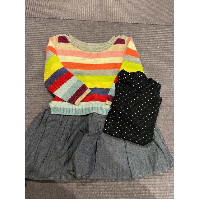 babyGAP(ベビーギャップ)のbabygap ニットワンピース カットソー 2点セット キッズ/ベビー/マタニティのベビー服(~85cm)(ワンピース)の商品写真