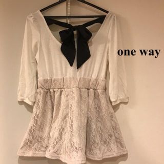 ワンウェイ(one*way)のワンウェイ one way ミニワンピース レースワンピース バックリボン 白(ミニワンピース)