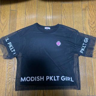 ピンクラテ(PINK-latte)のピンクラテ　黒レース付き半袖　xxs 140(Tシャツ/カットソー)