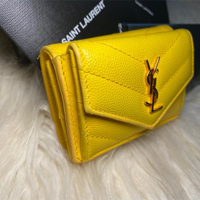 Saint Laurent(サンローラン)の良品　サンローラン　パリ　正規品　コンパクト財布　イエロー　ミニサイズ　黄色 レディースのファッション小物(財布)の商品写真