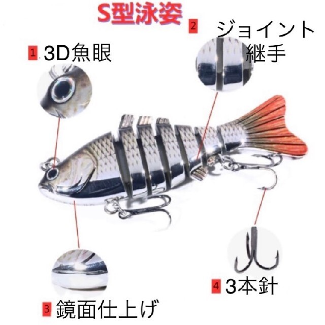 メタルジョイントルアー6個セット 淡水、海釣り リアルなルアーの通販 ...