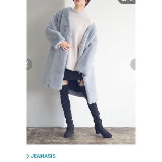 ジーナシス(JEANASIS)の新品未使用 ジーナシス フェイクファー ノーカラーコート  着る毛布 ボリューム(毛皮/ファーコート)