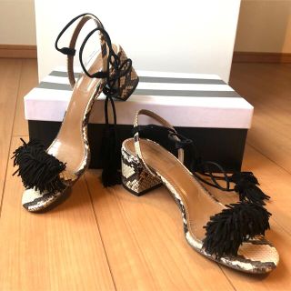 ユナイテッドアローズ(UNITED ARROWS)の箱付き AQUAZZURA アクアズーラ パイソン サンダル ヒール シューズ(サンダル)