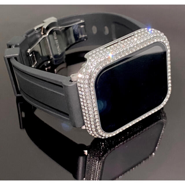 アップルウォッチ用カスタムダイヤカバーベルトセット　CZマイクロパヴェ全面保護 メンズの時計(腕時計(デジタル))の商品写真