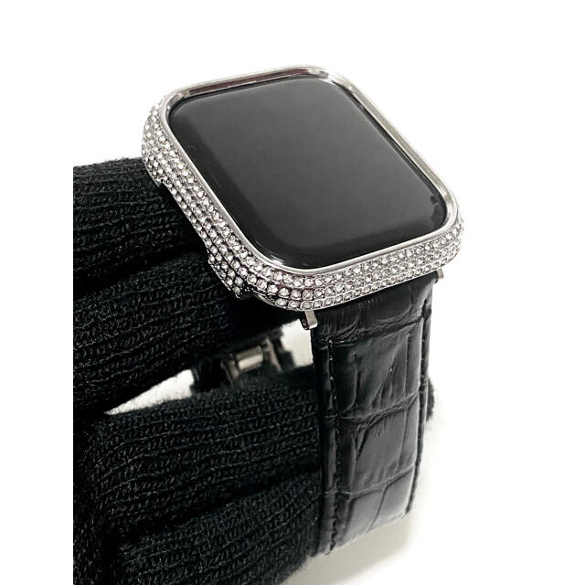 アップルウォッチ用カスタムベゼルダイヤカバーベルトセット　 メンズの時計(腕時計(デジタル))の商品写真
