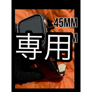  アップルウォッチ用カスタムベゼルダイヤカバーベルトセット　メタルブラック(腕時計(デジタル))