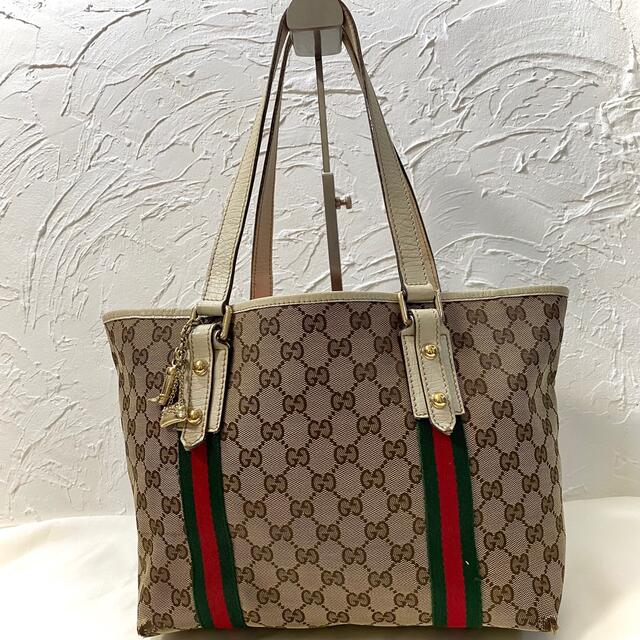 Gucci(グッチ)の【美品】GUCCI トートバッグ シェリーライン キャンバス ブラウン A4  レディースのバッグ(トートバッグ)の商品写真