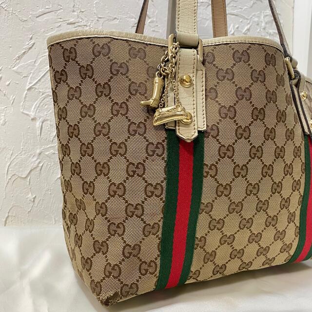 Gucci(グッチ)の【美品】GUCCI トートバッグ シェリーライン キャンバス ブラウン A4  レディースのバッグ(トートバッグ)の商品写真