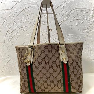 グッチ(Gucci)の【美品】GUCCI トートバッグ シェリーライン キャンバス ブラウン A4 (トートバッグ)