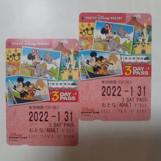 ディズニー(Disney)のディズニーリゾートライン　フリー切符　3days(遊園地/テーマパーク)