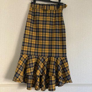 セシルマクビー(CECIL McBEE)のマーメイドスカート　チェック　ベルト付き(ひざ丈スカート)