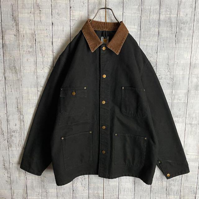 カーハートデトロイトジャケット　襟コーデュロイ　サイズＬ　黒ブラック　メンズ