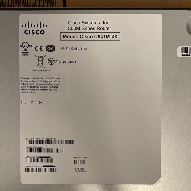 ★お得★ cisco C841M-4X-JSEC/K9