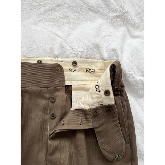 NEAT COTTON PIQUE｜BELTLESS   Khaki   スラックス