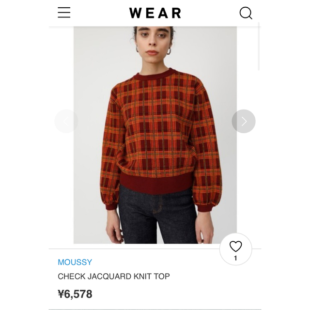 moussy(マウジー)のCHECK JACQUARD KNIT TOP moussy チェック レディースのトップス(ニット/セーター)の商品写真