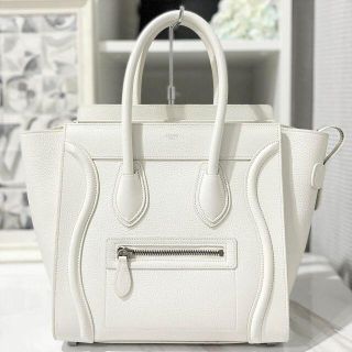 セリーヌ(celine)のセリーヌ　ラゲージ　マイクロ　新ロゴ　ホワイト　美品☆(ハンドバッグ)