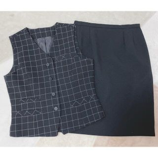 セシール(cecile)の制服 スカート 事務服 ベスト 上下 セット チェック 9号(スーツ)