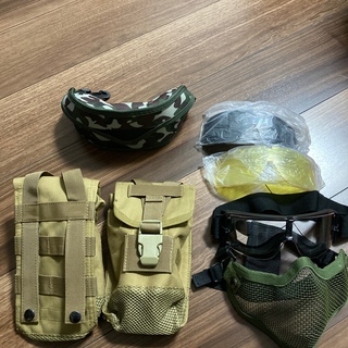 サバゲー用　ゴーグル、マスク、マガジンポーチ2個セット(個人装備)