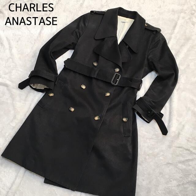 美品】CHARLES ANASTASE トレンチコート 黒 コットン edivisa.com.py