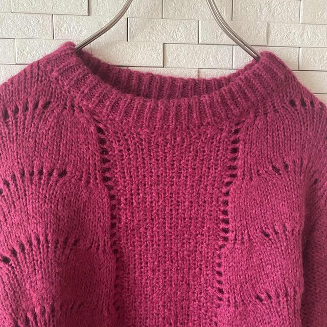 ミラオーウェン　ざっくりゆるふわニット　セーター　袖リボン　ピンク　S
