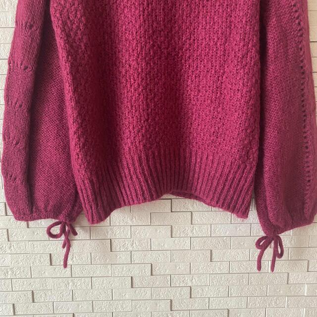 ミラオーウェン　ざっくりゆるふわニット　セーター　袖リボン　ピンク　S