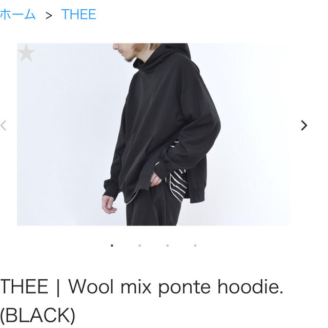 Thee Hysteric XXX(ジィヒステリックトリプルエックス)のTHEE | Wool mix ponte hoodie. (BLACK) メンズのトップス(パーカー)の商品写真