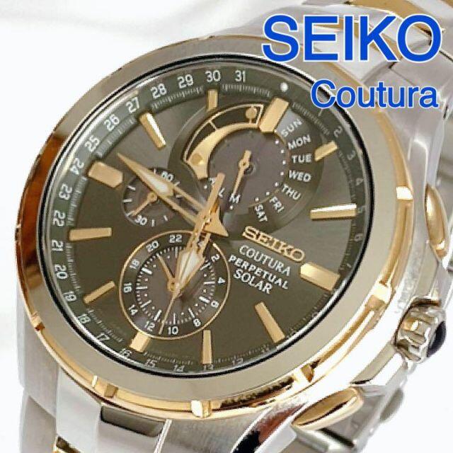 腕時計(アナログ)◎海外版 Seiko コーチュラ 人気 クロノグラフ ツートン色 メンズ腕時計