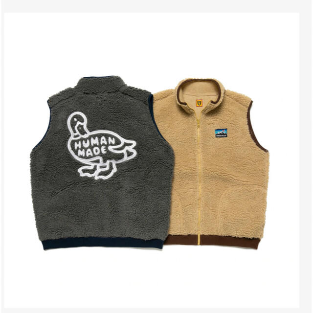 A BATHING APE(アベイシングエイプ)のHUMAN MADE FLEECE DUCK VESTS Black Grey メンズのトップス(ベスト)の商品写真