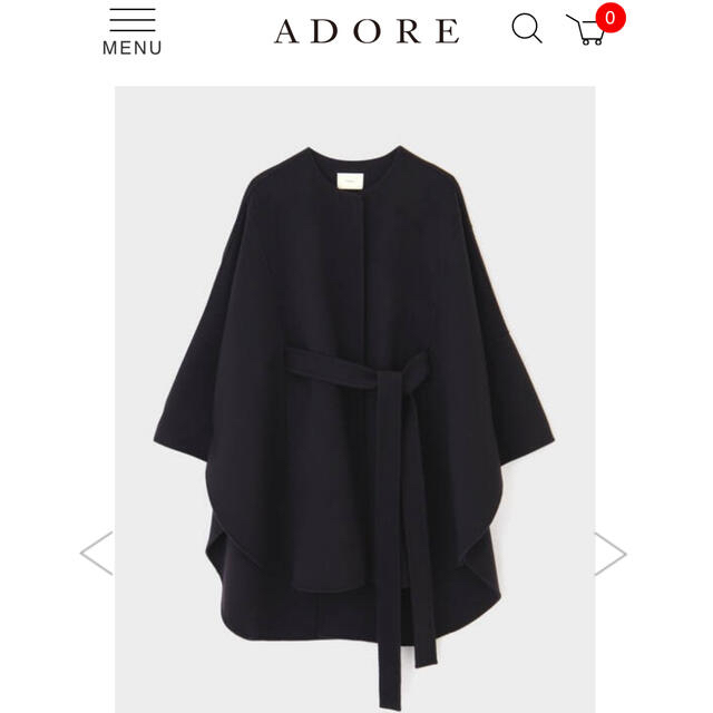 ADORE(アドーア)の完売品　ルフィル  ソフトウールリバーショートコート　ネイビー レディースのジャケット/アウター(ロングコート)の商品写真