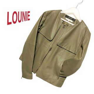 ルーニィ(LOUNIE)の［美品］LOUNIE ノーカラーラムレザージャケット size36(ライダースジャケット)