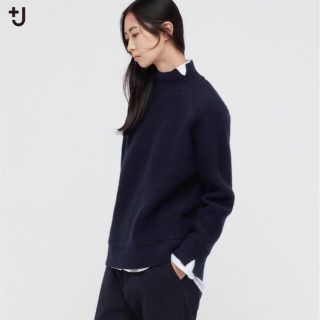 ユニクロ(UNIQLO)のプラスJ 　プレミアムラムケーブルハイネックセーター　XL ブラック　未使用新品(ニット/セーター)