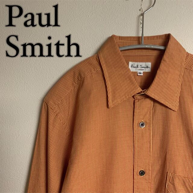 【美品】Paul Smith ポールスミス　ギンガムチェック　シャツ　オレンジ