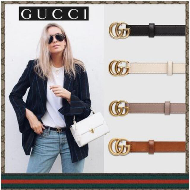 Gucci(グッチ)のダブルGバックルレザーベルト レディースのファッション小物(ベルト)の商品写真