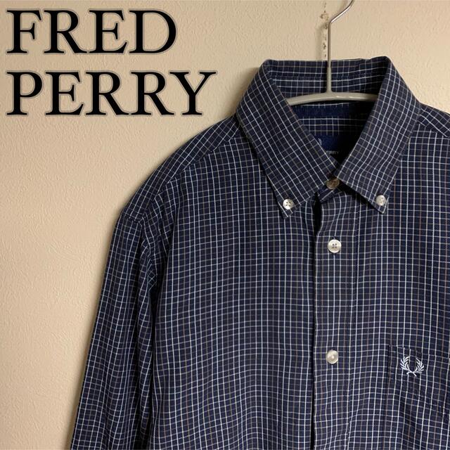 【定番】FRED PERRY フレッドペリー　チェック柄　ロゴ刺繍　BDシャツ