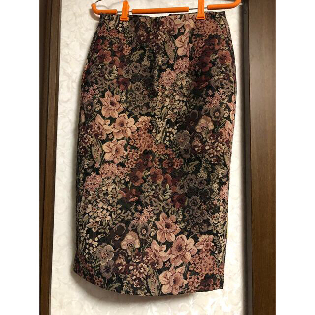 【試着のみ】flower jacquard skirt (pink brown)