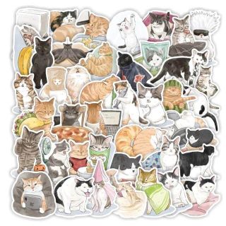 猫 ねこ ネコちゃん リップン ステッカーシール 2点セット(猫)