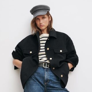 ザラ(ZARA)のzara ネイビーウールシャツ(シャツ/ブラウス(長袖/七分))